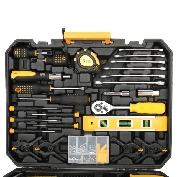 US Stock Hand Tool Sets 198pc Tool Set Black & Yellow Ratchet Handle Combination Wrench Pliers Socket Spark Plug Bits Knife - Image 3