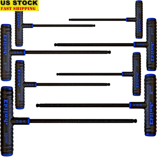 Power-T Handle Ball-Hex Key Set 8pc Metric Allen Wrench Tools Industrial Grade Optimized Strength Torque Comfort Grip
